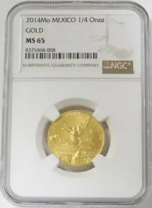 2014 MO ゴールド メキシコ 1/4 オンザ リベルタード NGC MS 65