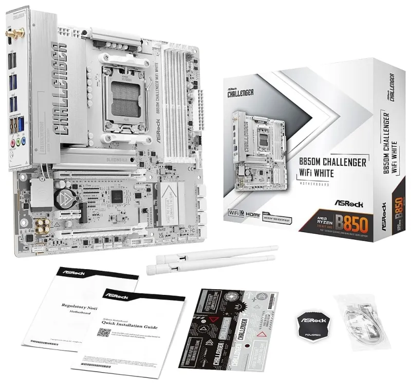 ASRock 新品 Windows10/11ハード マザーボード ASRock B850M Challenger WiFi White