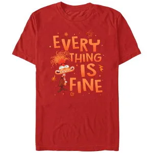 ディズニー メンズ トップス Tシャツ グラフィック Disney's Inside Out 2 Anxiety Everything is Fine Men's Graphic Tee Red レッド