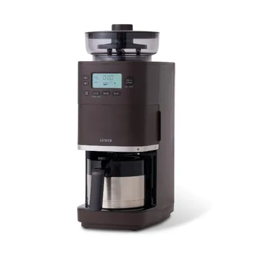 siroca(シロカ) コーン式全自動コーヒーメーカー カフェばこ PRO SC-C281(TD) ダークブラウン｜ステンレスサーバー デカフェコース搭載 新形状ドリッパー採用 ミル一時停止機能 豆・粉対応 豆・水自動計量 挽き目無段階調節