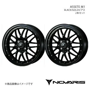 【16インチ 4H100 5.0J +45】アルミホイール2本セット ルークス B4#A NOVARIS/ASSETE M1 BLACK/GOLDピアス 0041061