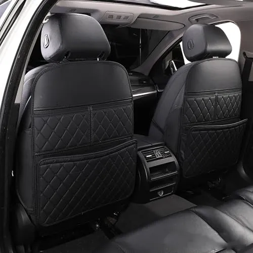 車用キックガード に適合トヨタライズ/C-HR/ルーミー タンク / bZ4X /パッソ /86 GR86 車 後部座席用 防水レザー プロテクター 撥水 防汚 防傷 シートバックプロテクター 簡単取付 2点セット(黒)