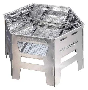 キャプテンスタッグ(CAPTAIN STAG) バーベキューコンロ 焚火台 ダッチオーブン 煮炊き 1台4役 ヘキサステンレス カマドグリル 継ぎ足し口・ゴトク・バッグ付き UG-73 シルバー 組立サイズ:(約)幅4