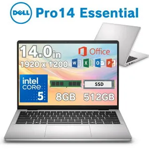 【ポイント最大28倍】 Dell 14型 ノートパソコン Dell Pro 14 essential CPU intel Ore 5 120U メモリ 8GB / 16GB SSD 512GB Microsoft Office Home & Business 2024 付き Windows 11 Pro 頑丈 持ち運び デル ノートPC 新品 【 法人