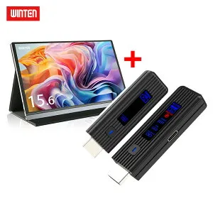 WINTEN モバイルモニター 15.6インチ【ワイヤレスHDMI セット】ゲーミング モニター 1080P 高画質 パソコンモニター フルHD ディスプレイ PC ゲーム 1年保証 軽量 薄型 非光沢 PS5 iPhone 16 コンパクト