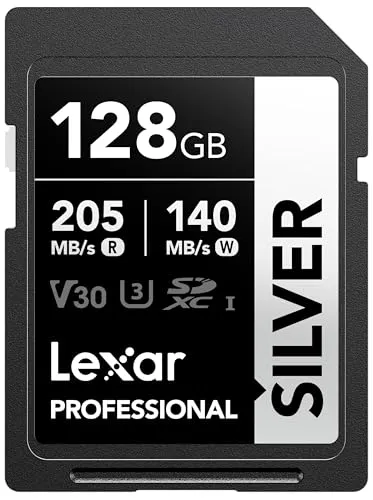 Lexar Professional SILVER SDXC UHS-I カード C10 U3 V30 4K UHD SD 最大読取速度 205MB/s メモリーカード 国内正規品 国内サポート可(128GB)