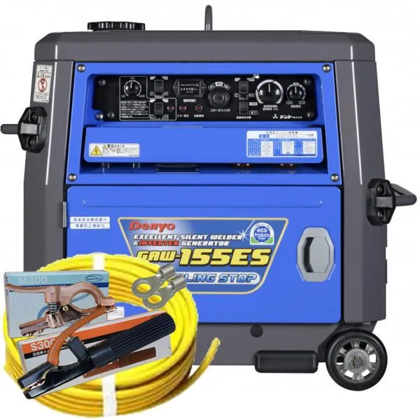 50000-047-5 (送料無料) エンジン溶接機 GAW-155ES 黄色15m付属品付き 自動アイドリングストップ機能付き デンヨ－