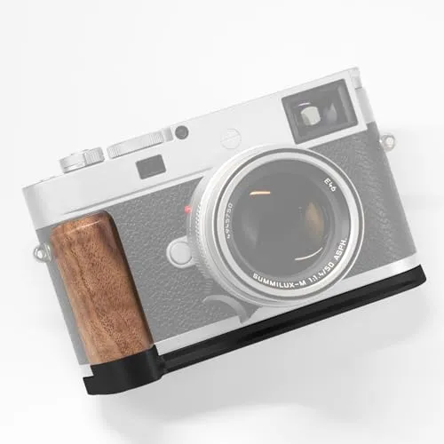 Iborrys 高級実木 カメラグリップ 、対応 Leica ライカ M11 M11-P M11-M M EV1 カメラ 、 専用 L型クイックリリース プレート 職人手作り プレミアムレトロ天然 木製ハンドル (クルミ黒板)
