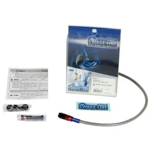 スウェッジライン フロントホースキット ZEPHYR400/ZEPHYRX ホースエンド アルミ/レッド＆ブラック ホースカラー クリア RAF660