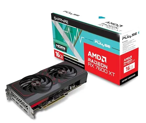 Sapphire 11339-04-20G Pulse AMD Radeon RX 7600 XT ゲーミンググラフィックスカード 16GB GDDR6 AMD RDNA 3
