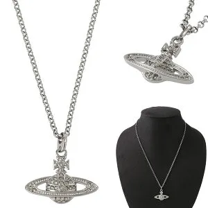 ヴィヴィアンウエストウッド ネックレス Vivienne Westwood 63020086 S108 ミニバスレリーフ オーブ ラインストーン ペンダント ガンメタル MINI BAS RELIEF
