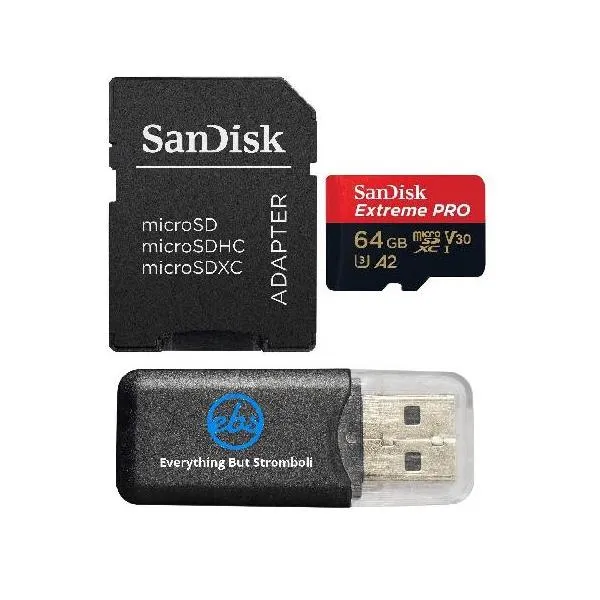 SanDisk MicroSDXC 64GB UHS-I Extreme Proカード GoPro Hero (2024) およびHero 13アクションカメラ (SDSQXCU-064G-GN6MA) 対応 Everything But Strom_並行輸入