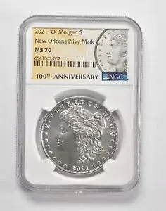 2021-O MS70 モーガン シルバー ダラー $1 NGC 100 周年記念 Lbl *4435