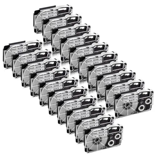 30pcs 9mm xr-9weラベルテープxr9we xr 9we xr-9x xr-9rd xr-9bu xr-9yw for kl-60 kl-100 kl-20ラベルプリンター(Black on Silver)