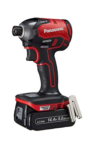 パナソニック(Panasonic) 充電インパクトドライバー 14.4V 5.0Ah電池パック×2個 充電器 大収納ケース付 デュアル (14.4V/18V) スマートBL 170N・m(18V使用時) IP56 EZ76A1LJ2F-R レッド