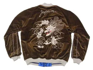 テーラー東洋[東洋エンタープライズ] スカジャン TT15792-138 別珍 WHITE DRAGON × BLACK EAGLE 白龍 ホワイトドラゴン 黒鷲 ブラックイーグル TAILOR TOYO (ブラウン) 送料無料 代引き手数料無料