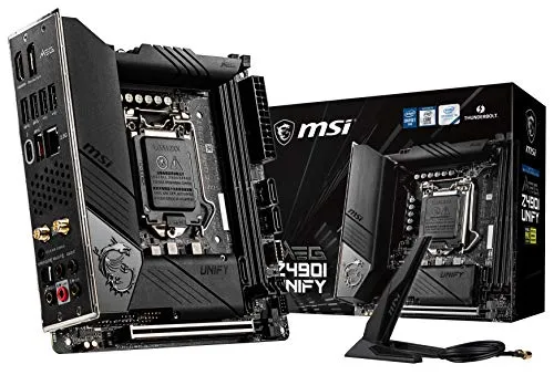 MSI MEG Z490I Unify ゲーミングマザーボード (LGA 1200, Intel 第10世代, M.2, USB 3.2 Gen 2, DDR4, Wi-Fi 6, SLI, CFX, ギガビットLAN, Thunderbolt 3, Mi