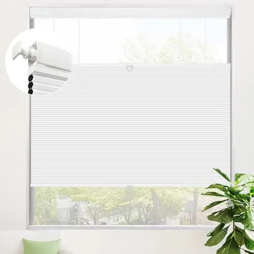 SAIFANSI ハニカムシェード つっぱり式 上下開閉 ハニカムスクリーン コードレス オーダーメイド 1級遮光 遮熱 防寒 防音 UVカット 省エネ 取付簡単 プリーツスクリーン ホワイト 幅70×丈200