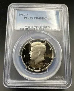 1989年 S 50セント ケネディ銅ニッケルハーフドルコイン PCGS PR69 DCAM #129