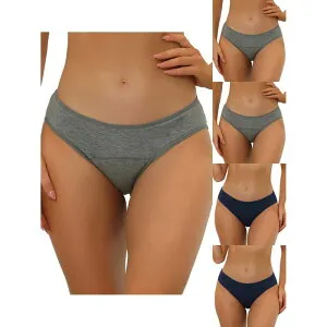 アレグラ ケー レディース アンダーウェア パンツ プラスサイズ ALLEGRA K 5 Packs Women's Underwear Mid-waisted Hipster Panties Available In Plusize Gray Navy Blue グレー