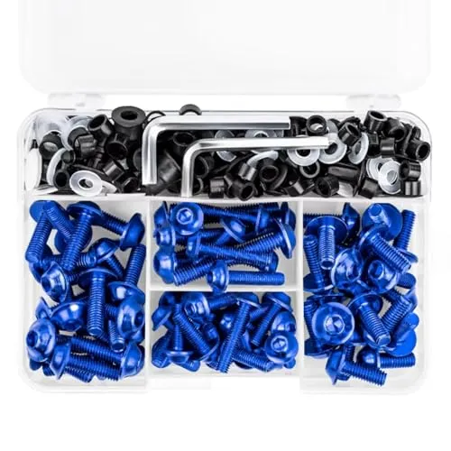 ボルトとナットのセット For CBR600 SE 1998 For CBR929RE 2001 For CBR600RR 2003-2020 オートバイアクセサリーボディワークフロントガラスフェアリングボルト詰め合わせキット(Blue)