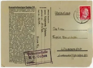 ドイツ ダッハウ強制収容所-Sc#403(ペア)-ダッハウ-18/4/41-検閲済みダッハウ-FU