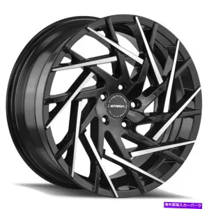 ホイール 4本セット Strada S64 Nido 20x8.5 5x115 15ブラックマシンのヒントホイール（4）72.6 20インチリム Strada S64 Nido 20x8.5 5x115 15 Black Machine Tips Wheels(4) 72.6 20 inch Rims【並行輸入品】