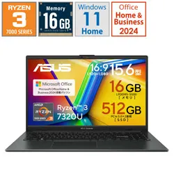 ASUS(エイスース) ノートパソコン Vivobook Go 15 ミックスブラック E1504FA-R3165BWS ［15.6型 /Windows11 Home /AMD Ryzen 3 /メモリ：16GB /SSD：512GB /Office Ho