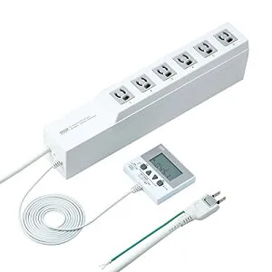 サンワサプライ タイマー付きタップ 6個口・3P 充電管理タイマーパネル搭載 日本製 TAP-RT1