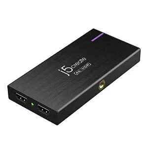 j5create 4k30fps 録画配信 HDMI キャプチャーボード パススルー 4K60Hz 無遅延 HDR対応 Power Delivery 60W対応 コールドシュー1/4ネジ穴 LED表示 アルミ筐体 Windows/Mac/Android対応 ゲーム実況 ライブ配信 (JVA14