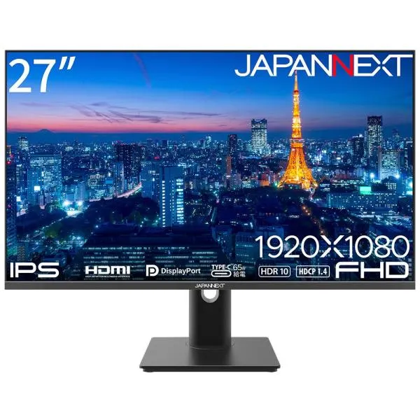 JAPANNEXT 液晶ディスプレイ(27型/IPS/FullHD 1920×1080/100Hz/8ms/HDR10/HDMI1.4/DP1.2)(ブラック) JN-IPS27FHDR-C65W-HSP 返品種別A