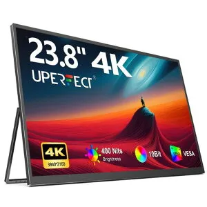 UPERFECT23.8インチ4KモバイルモニターUHD3840*2160持ち運びVESA対応125%sRGBポータブルディスプレイ大画面非光沢広色域大型サブモニタ自立型スタンドゲーミングモニターIPS液晶パネルUSB