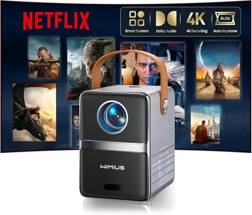 プロジェクター 小型 - [Netflix/Dolby対応/自動台形補正/電動フォーカス] 680ANSI 高輝度 WiMiUS モバイルプロジェクター PrimeVideo/Disney+/YouTube内蔵 リアル1080P 4K対応 WiFi6 双方