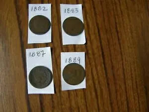 6461) (1 ロット 4) 各 1: 1882 1883 1887 1889 US インディアン ヘッド 1 セント銅貨