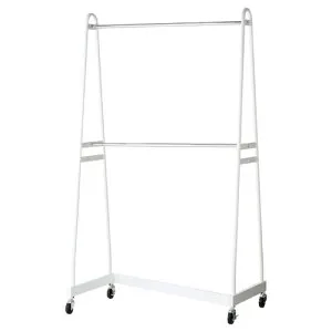 2段Zハンガー 強化タイプ 白 サイズ:W120×D75×H210cm 材質:スチール製 白 耐荷重:150kg 61-99-9-1 【店舗什器 ハンガーラック 強化型・重量用シングルハンガーラック 2段Zハンガーラック 強化タイプ