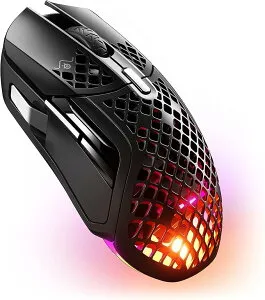 ● SteelSeries ゲーミングマウス 無線 ワイヤレス Aerox 5 Wireless 超軽量 9ボタン 高速反応 防滴防塵 IP54規格 急速充電 長時間使用可能 TRUEMOVE AIRセンサー搭載 62406 ブラック