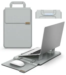 Nillkin ノートパソコンケース 14.2インチノートパソコン用スリーブ pcスタンドとマウスパッド付き MacBook Air Pro Apple iPad/Surface Lenovo HP 13/13.3/14対応 PU革パソコンスリーブ 薄型 軽量 耐衝撃 キ