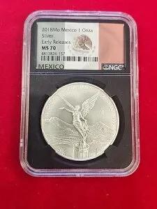 2018 Mo Mexico シルバー Onza Libertad NGC MS70 レトロ ホルダー (Mintage 300k)