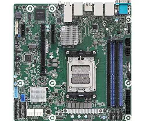 AsRock Rack B650D4U-2L2T/BCM Micro-ATX サーバー マザーボード シングルソケット AMD Ryzen 7000 シリーズ プロセッサー (LGA 1718) B650E PCIe 5.0 デュアル 10G LAN
