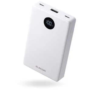 エレコム ELECOM モバイルバッテリー 10000mAh 薄型 軽量 35W PSE適合 半固体リチウム 長寿命 iPhone Android Switch 対応 LED残量1％表示 ホワイト DE-C86-1000