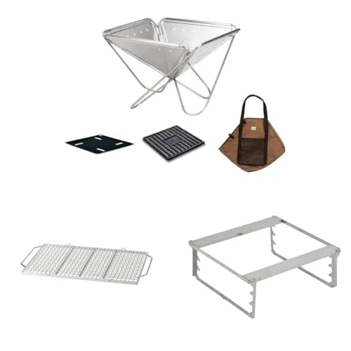 【セット買い】スノーピーク(snow peak) 焚火台Lスターターセット SET-112S ステンレス + スノーピーク(snow peak) 焼アミ ステンレス + スノーピーク(snow peak) 焚火台 グリルブリッジ L ST-032GBR