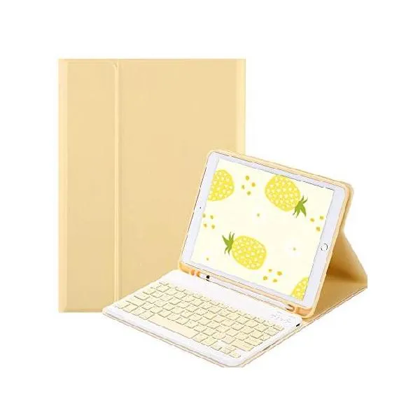 QYiiD Keyboard Case for Mini 5th Generation Mini 4 7.9 inch, Cute Key Color Keyboard Wireless Detachable BT Keyboard Cover with Pencil Holder_並行輸入