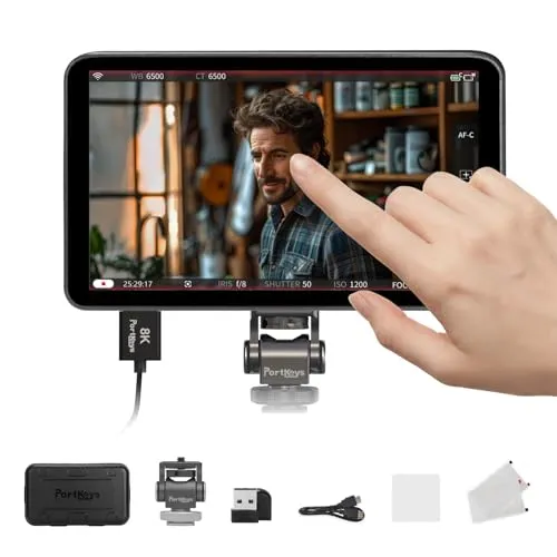 Portkeys LH7P 7インチ 1000nit カメラフィールドモニター タッチスクリーンカメラモニター ワイヤレスコントロールビデオカメラ A7S III/FX30/ZV-E10、BMPCC 4K/6K/6K Pro用