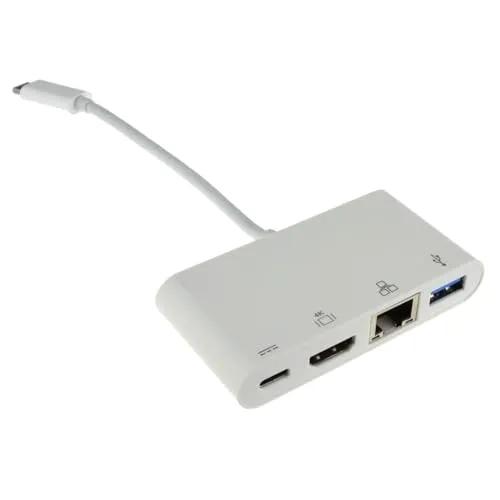kenable USB 3.1 Type C - HDMI USB & ギガビットアダプター PD機能付き 15cm (~6インチ)