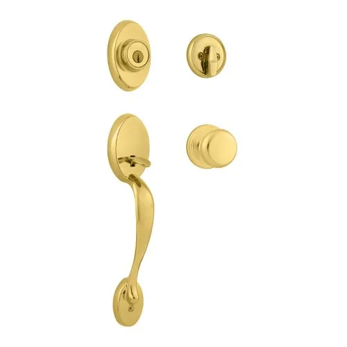 Kwikset 800CEXJ L03 SMT CP Chelsea Single Cylinder Handleset with Juno Knob in Lifetime Polished Brass