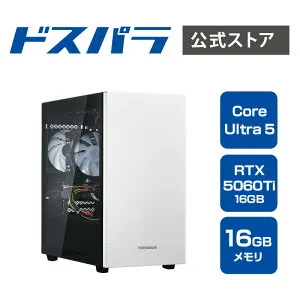 サードウェーブ デスクトップパソコン Core Ultra 5 225F RTX 5060 Ti メモリ 16GB / SSD 500GB Windows 11 Home THIRDWAVE AD-C5F56C-01W I 22513-5084
