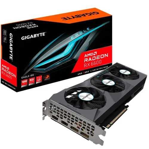 GIGABYTE Radeon RX 6600 Eagle 8G グラフィックカード WINDFORCE 3X 冷却システム 8GB 128-bit GDDR6 GV-R66EAGLE-8GD ビデオカード