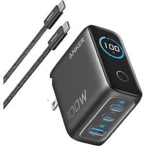 アンカー Anker Japan 急速充電器 Anker Charger (100W 3Ports) with USB-C ＆ USB-Cケーブル ［USB Power Delivery対応 / 3ポート］ ダークグレー B121BNZ1