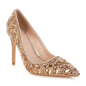 ロンドンラグ レディース シューズ パンプス London Rag Iceout Women's Diamate & Rhinestone Detail Pointed Toe Pumps Gold ゴールド