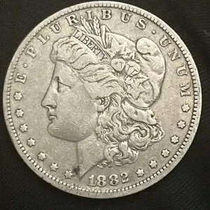 1882年 O モルガン・ダラー 90% 銀 1 ドル米国コイン VF 詳細（クリーニング済み）